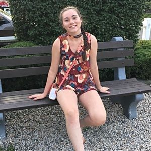 Burgundy floral romper